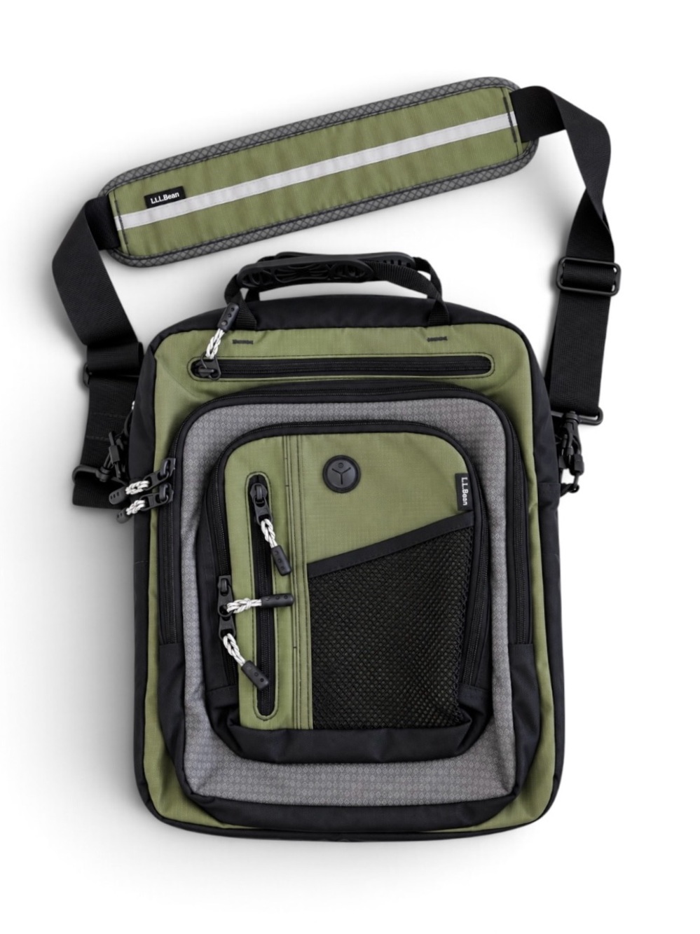 L.L. Bean Crossbody Bag Computer Tech Sleeve Olive Green Black O/S